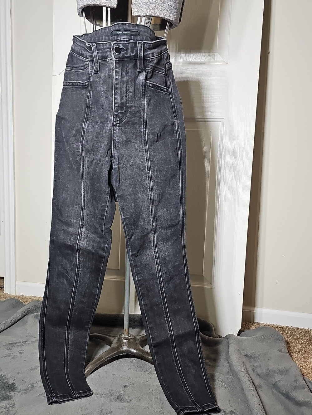 Flying Monkey Black High-Rise Seamed Skinny Jeans Moto Indie Sleaze Size 26